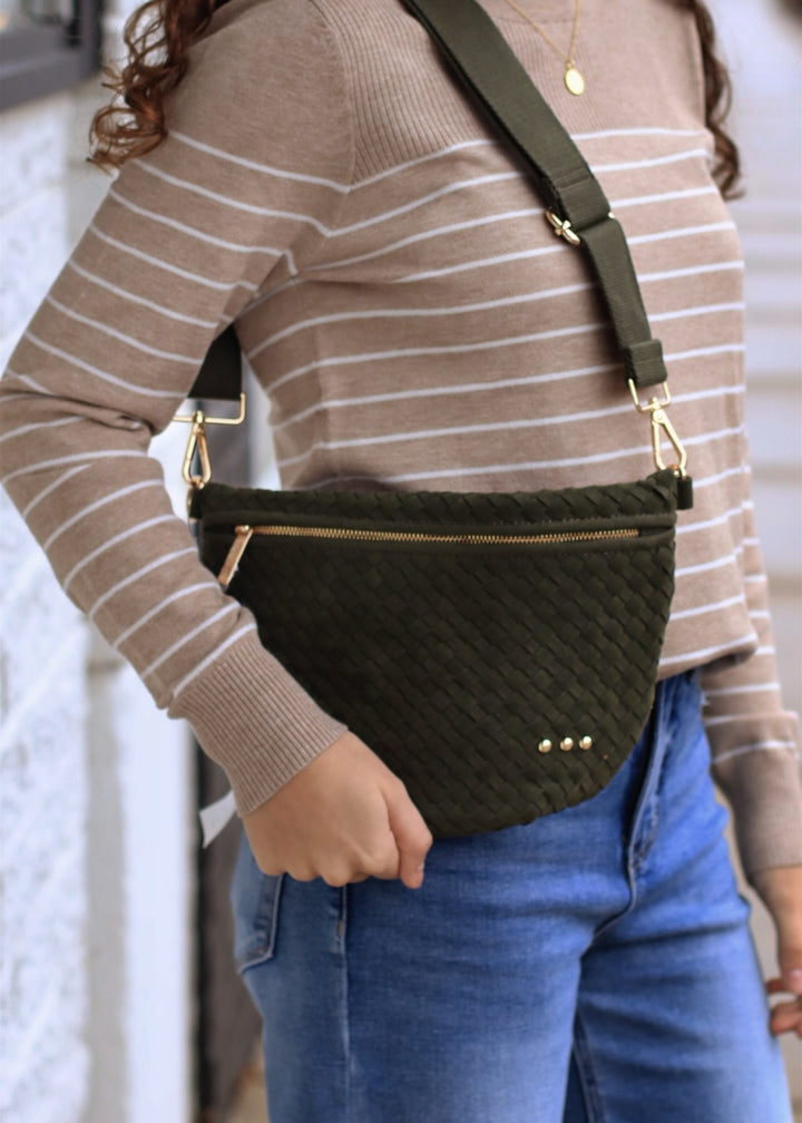 Suede Olive Westlyn Woven Bum Bag