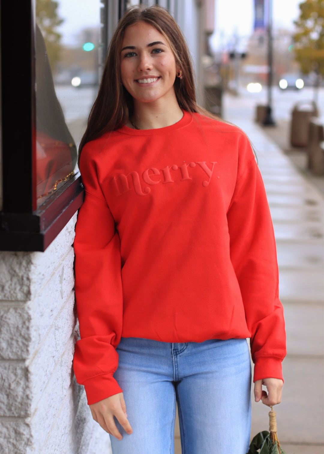 Retro Embossed Merry Sweatshirt