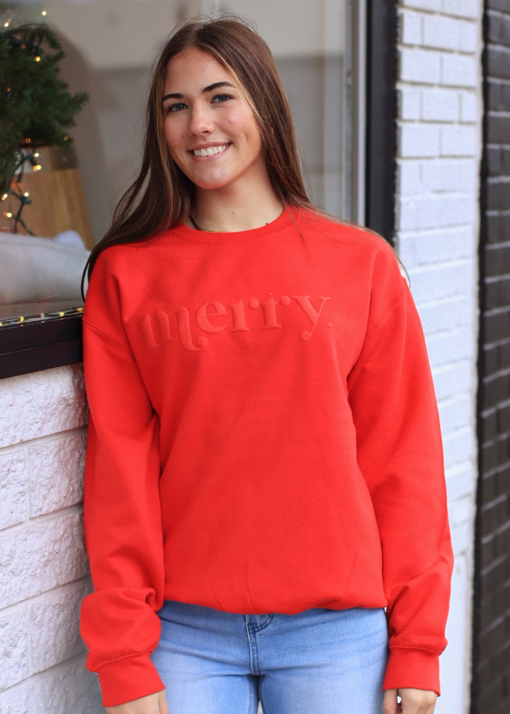 Retro Embossed Merry Sweatshirt
