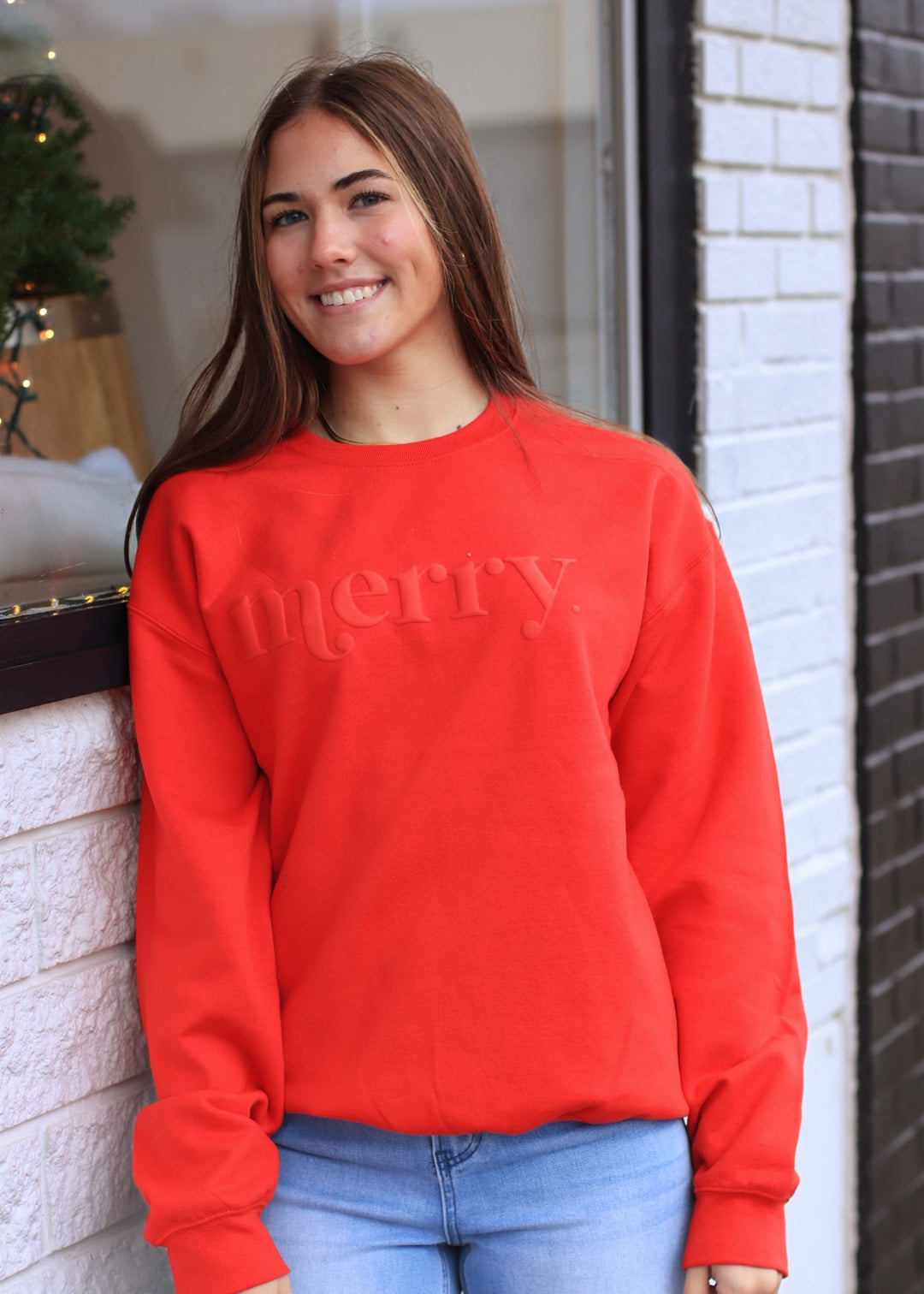 Retro Embossed Merry Sweatshirt