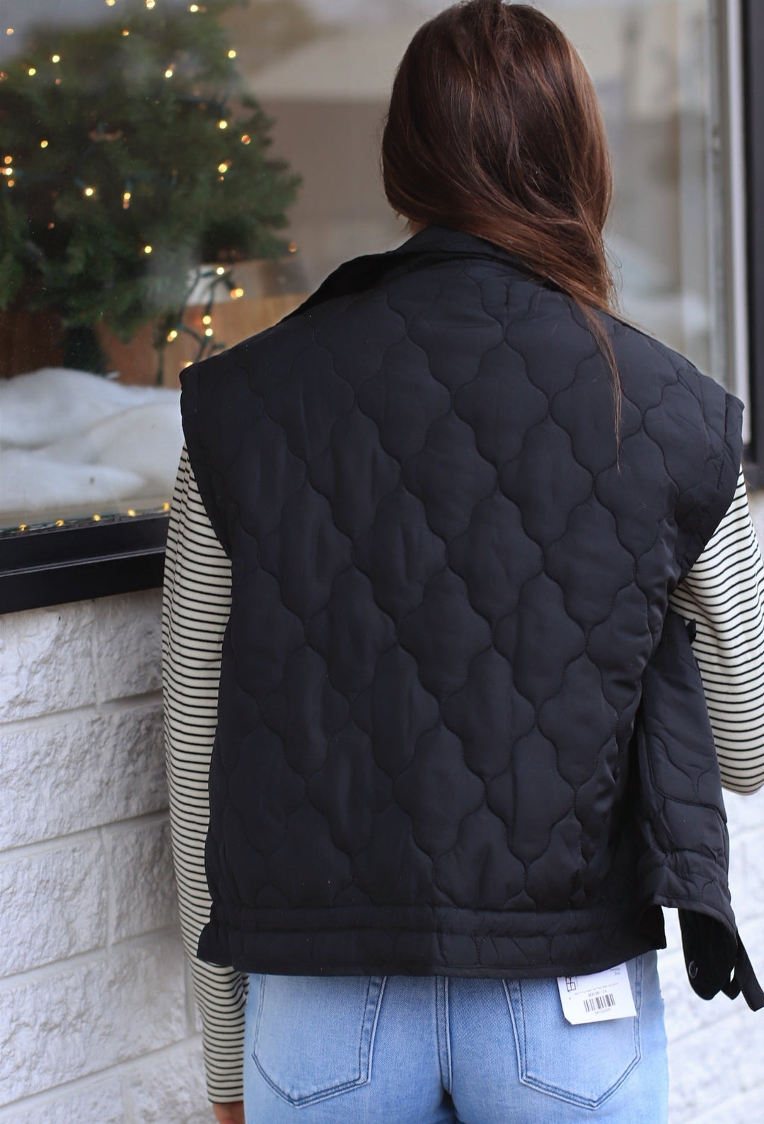 The Alpine Tie Puffer Vest in Black