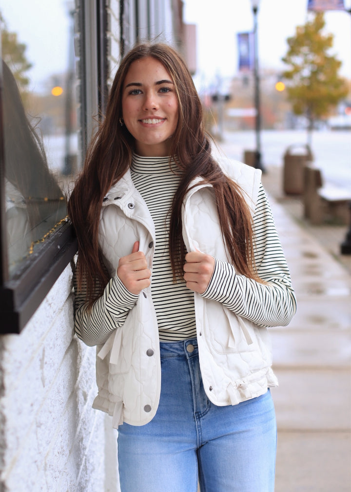 The Alpine Tie Puffer Vest in Champagne