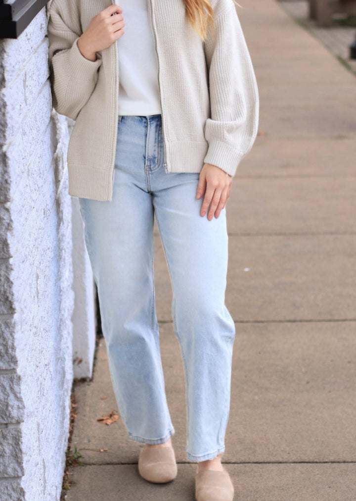 RESTOCK Liking Super high Rise Long Barrel Denim