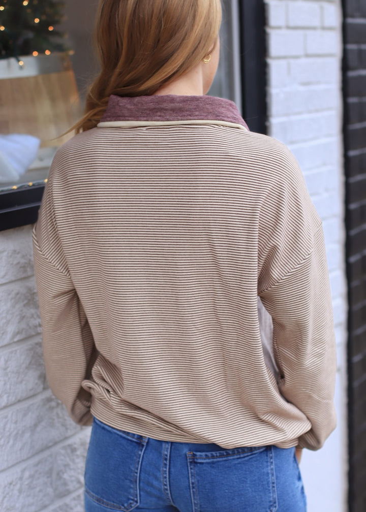 The Ecru + Orchid Half Zip Pullover Sweatshirt