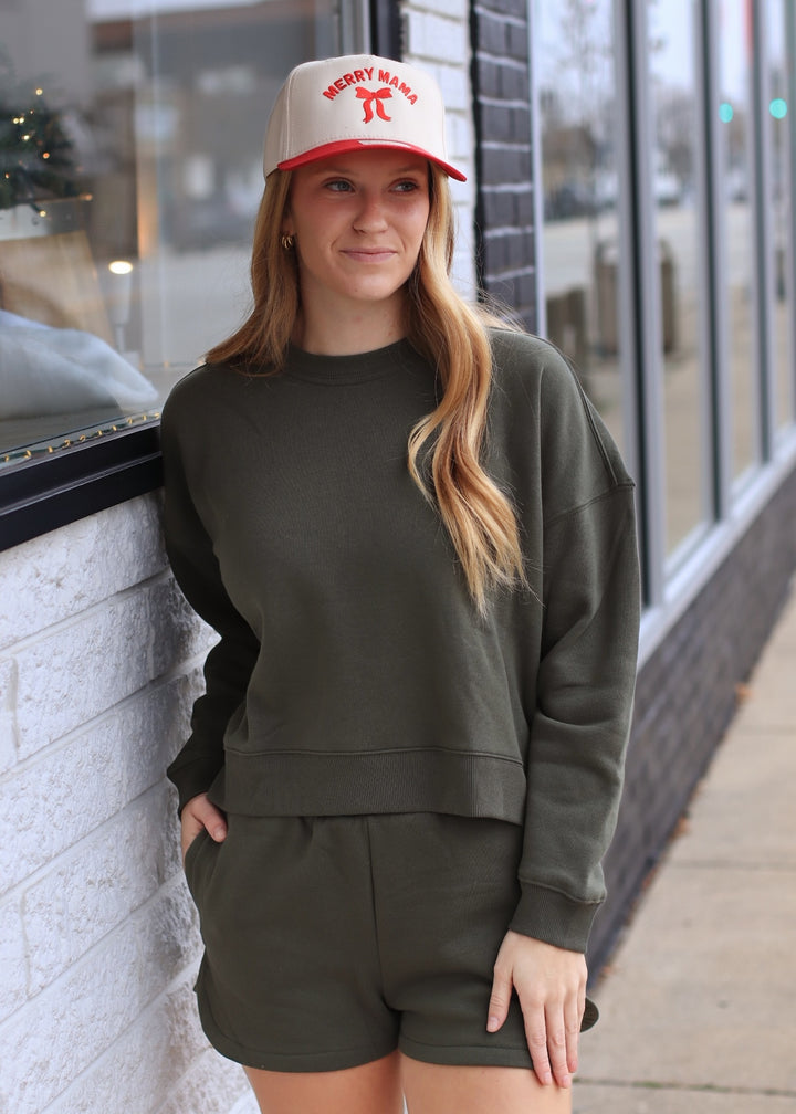 Dark Olive Fleece Shorts