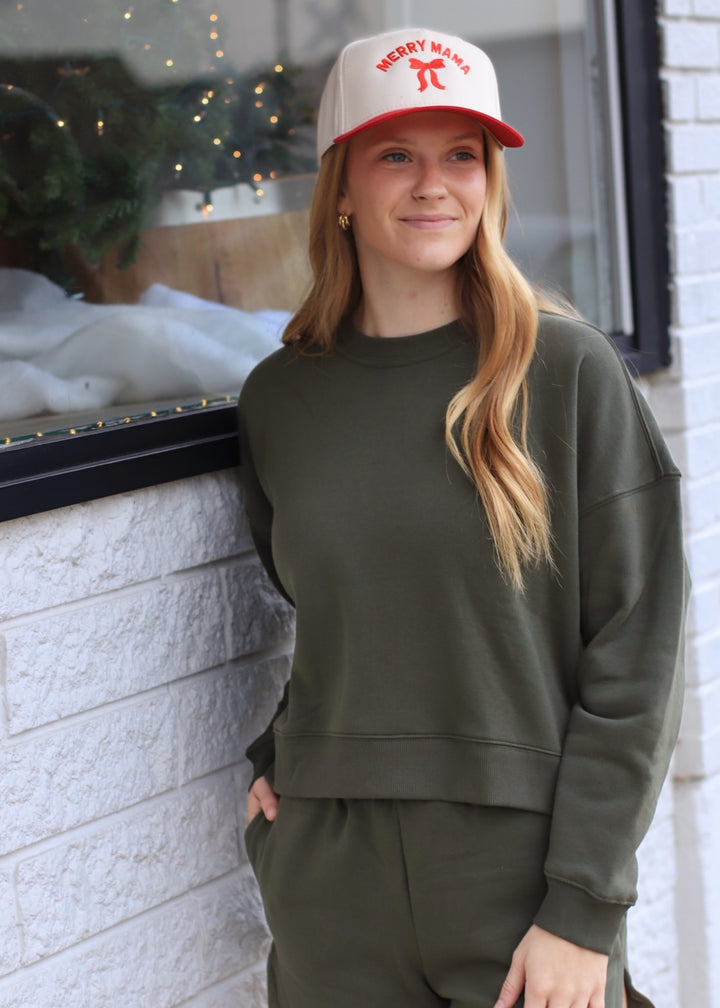 Dark Olive Fleece Sweatshirt