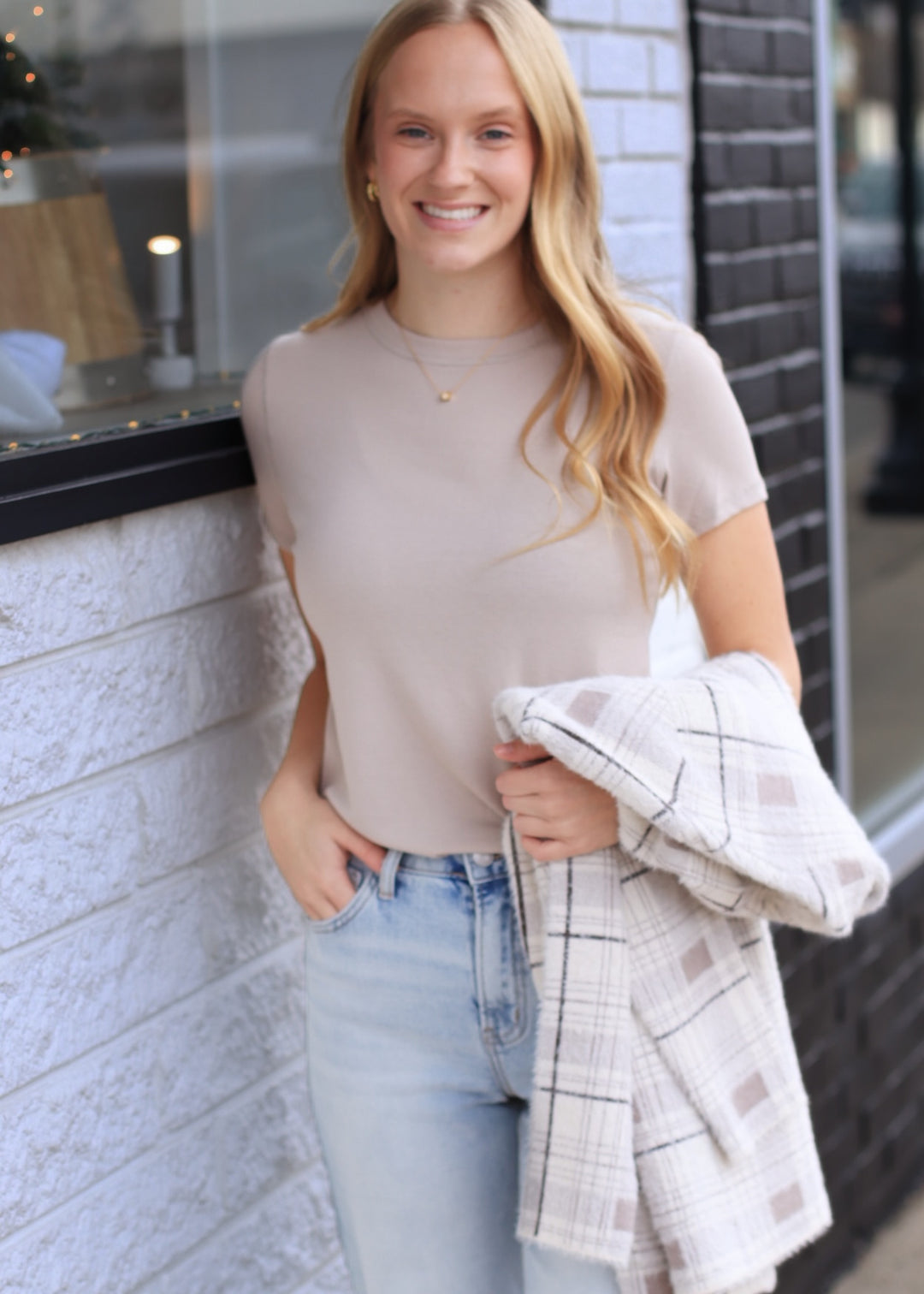 Softline Rib Tee in Stone