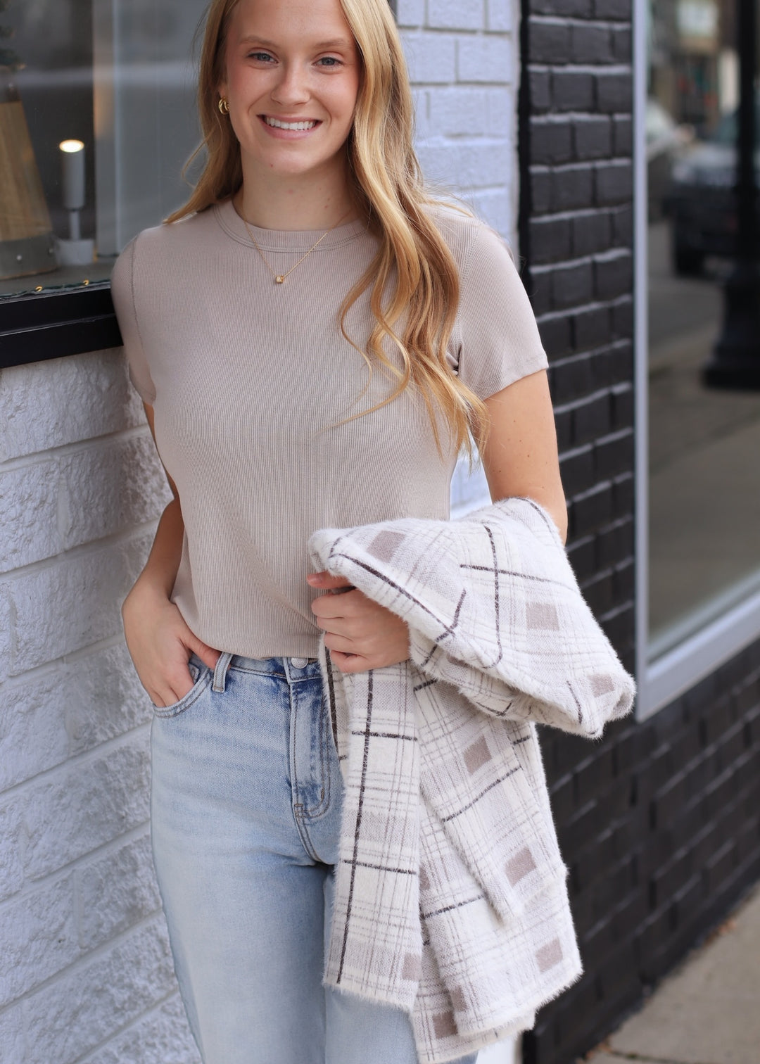 Softline Rib Tee in Stone