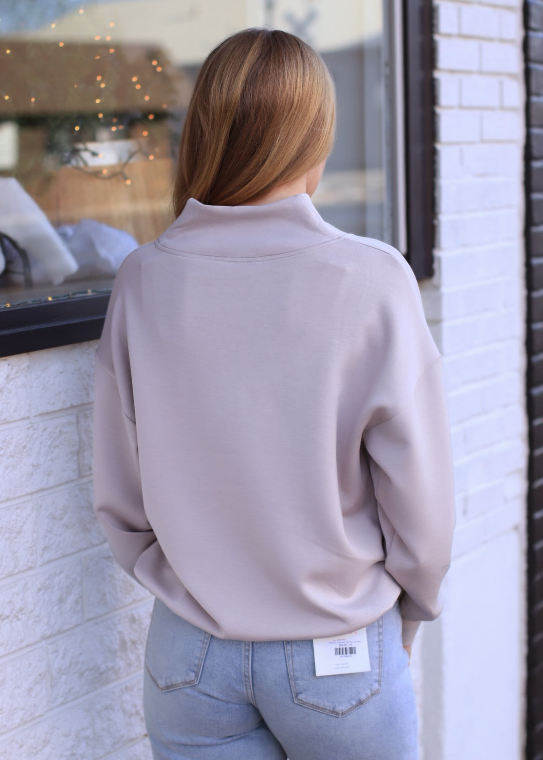 Comfort Club Half-Zip Jacket in Mocha Cream