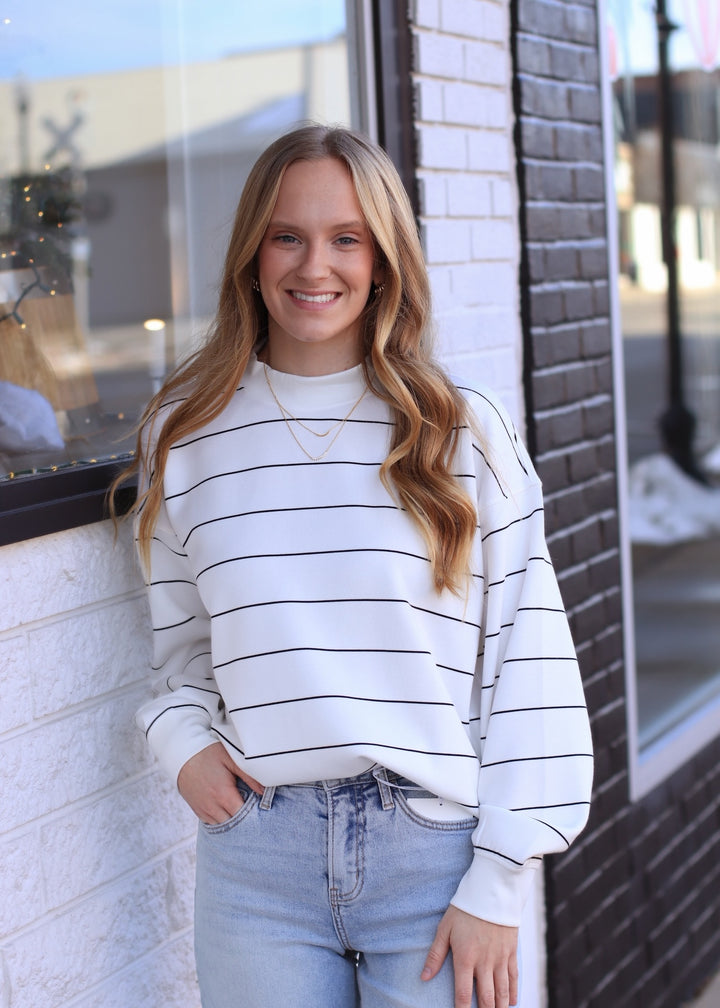 RESTOCK Monet Stripe Top in Black & white