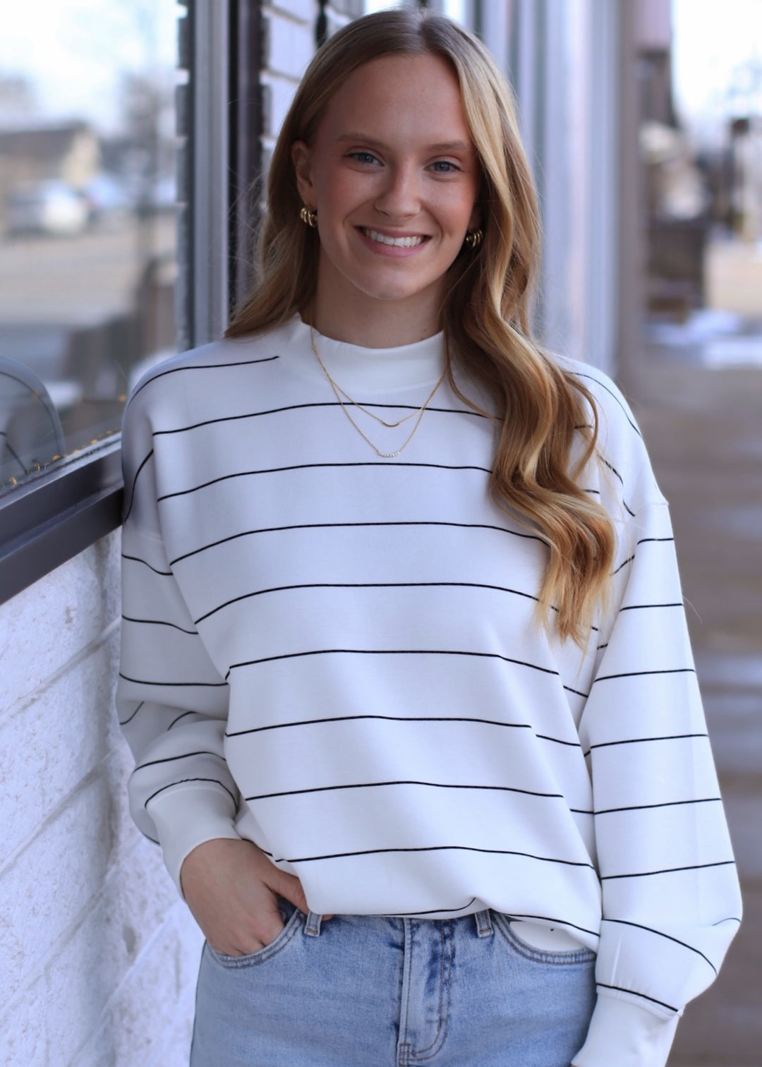 RESTOCK Monet Stripe Top in Black & white