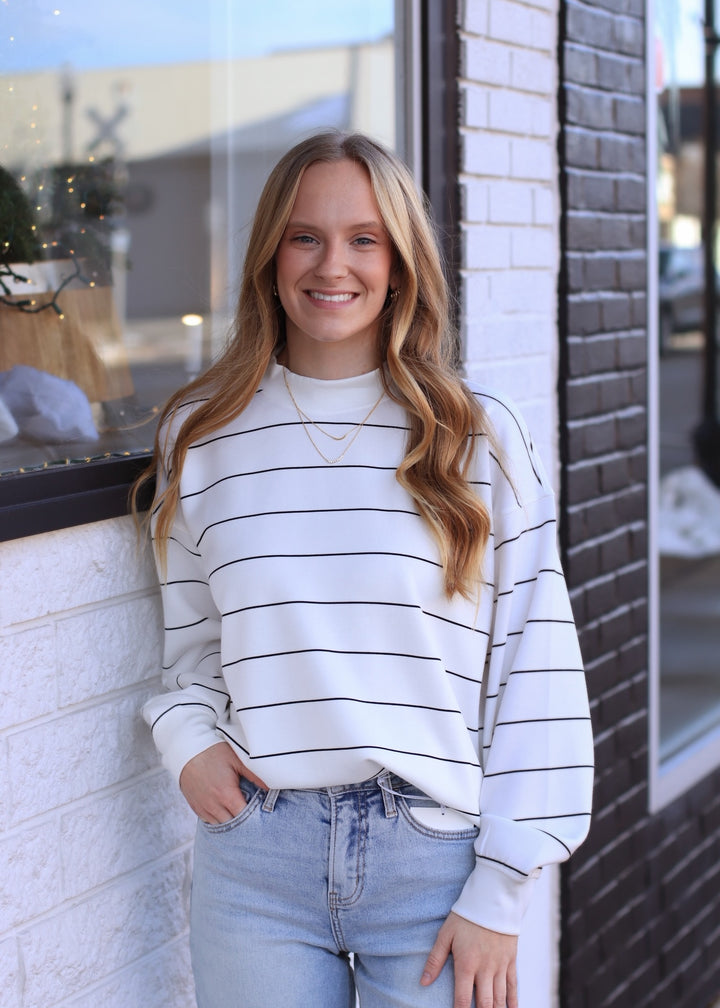 RESTOCK Monet Stripe Top in Black & white
