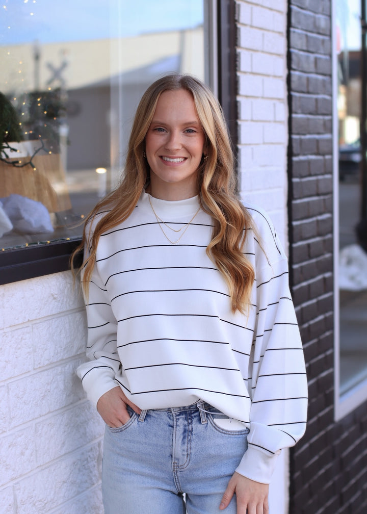 RESTOCK Monet Stripe Top in Black & white