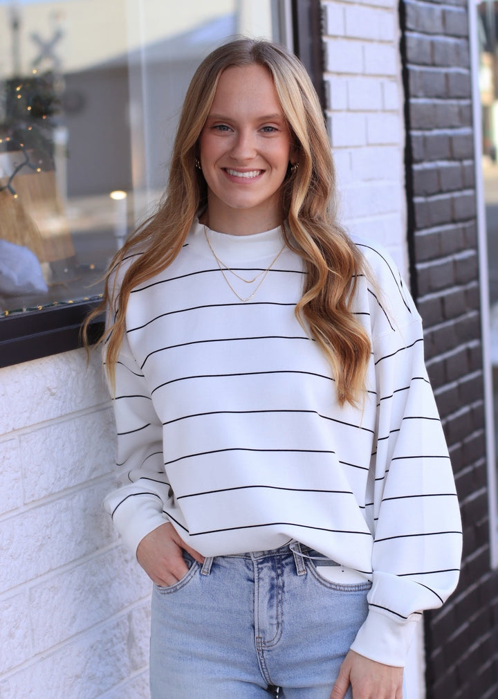 RESTOCK Monet Stripe Top in Black & white