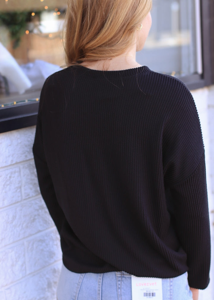 The Routine Ribbed Top in Black