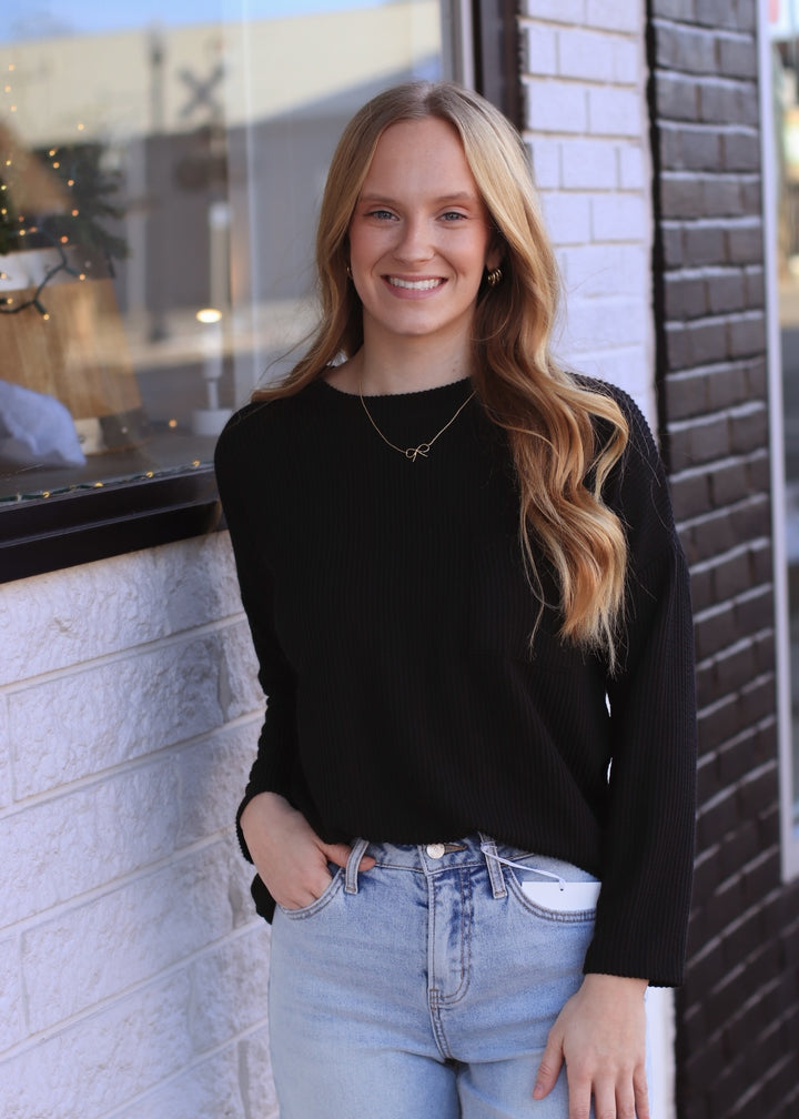 The Routine Ribbed Top in Black