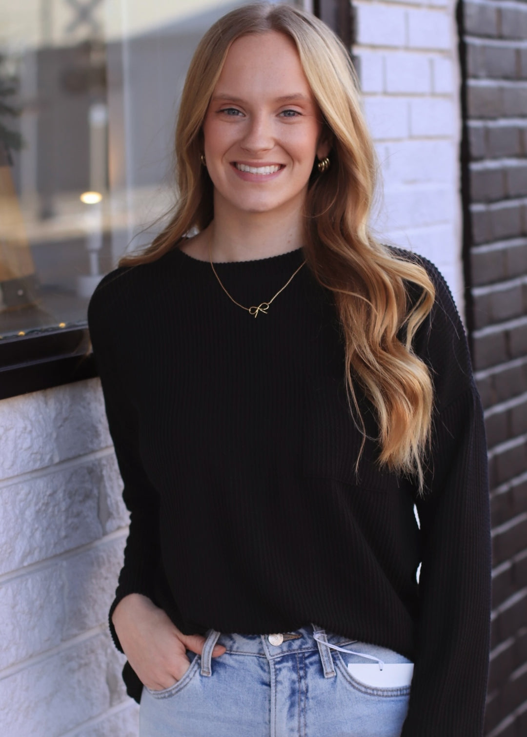 The Routine Ribbed Top in Black