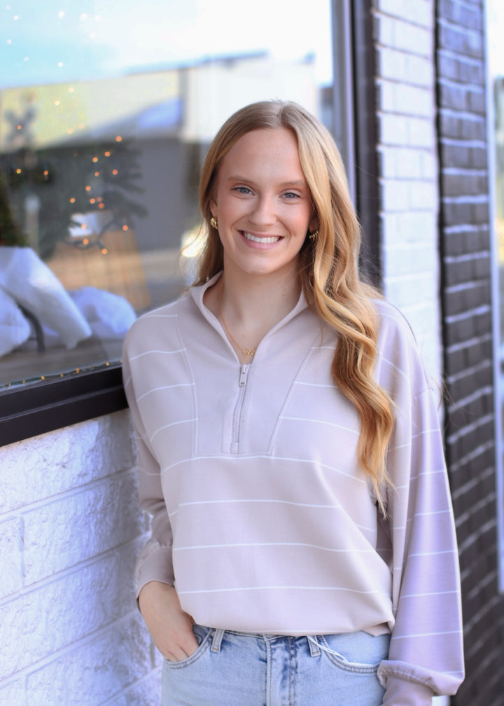 Monet Stripe Jacket in Mocha & Cream