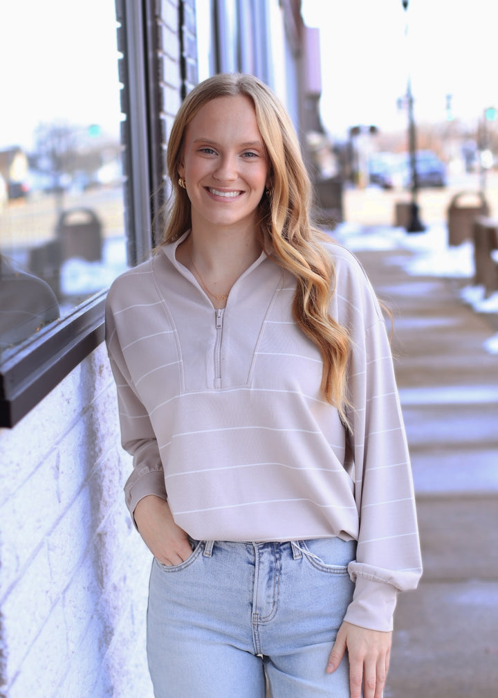Monet Stripe Jacket in Mocha & Cream