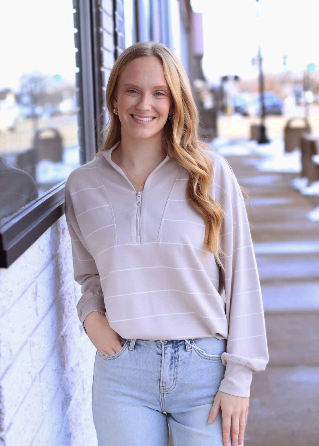 Monet Stripe Jacket in Mocha & Cream