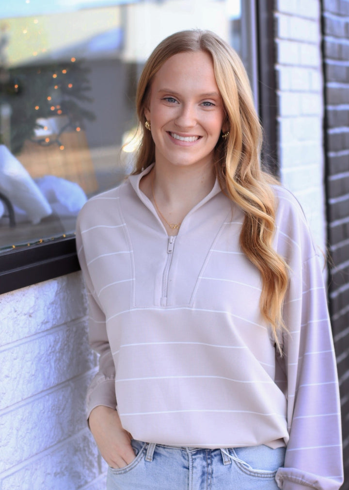 Monet Stripe Jacket in Mocha & Cream