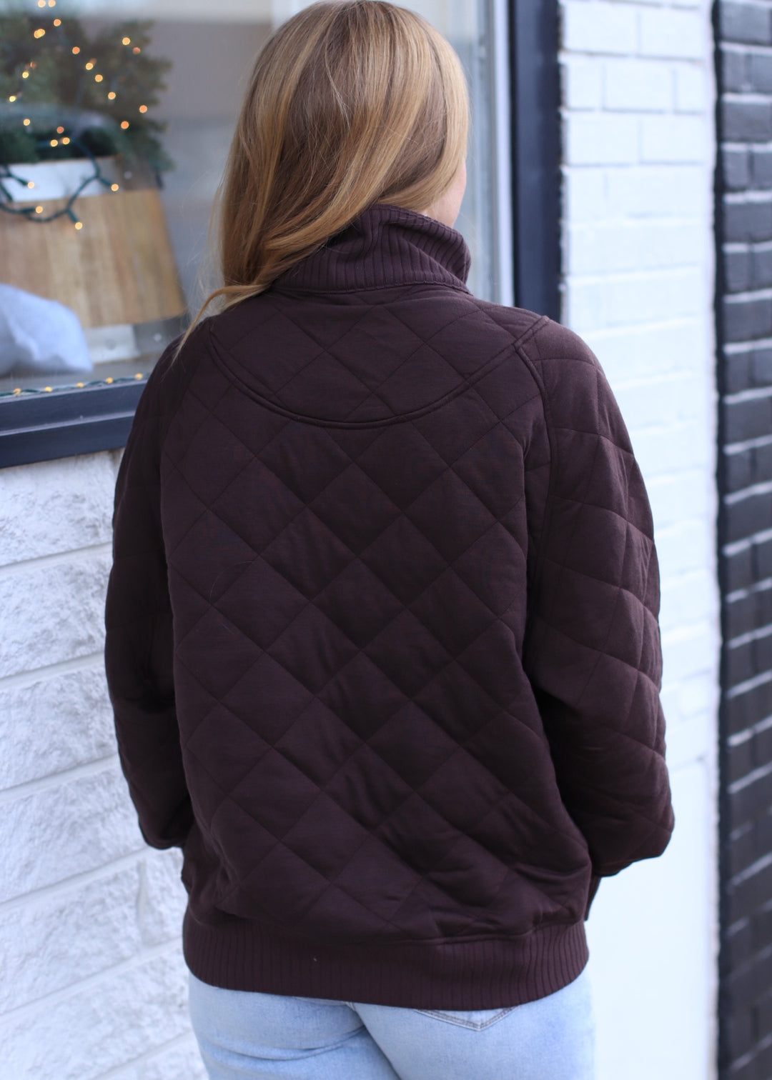 Golden Hour Quilted Pullover in Espresso