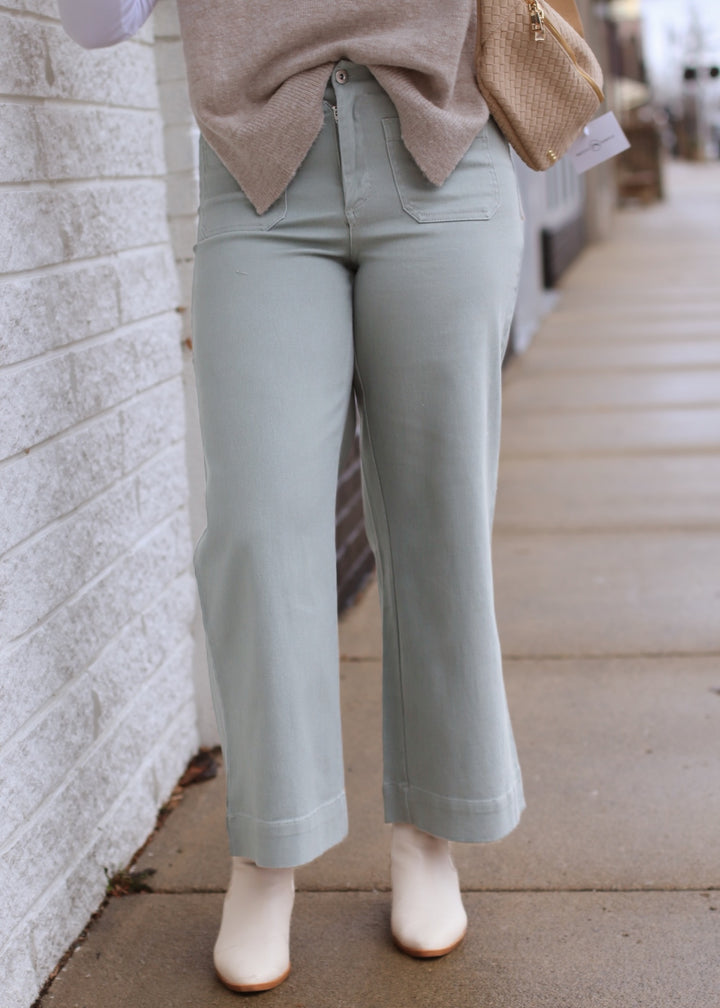 The Modern Utility Cropped Pant in Sage