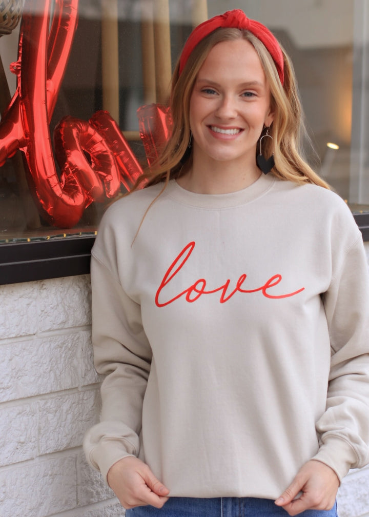Cursive Vintage Love Valentines Day Sweatshirt