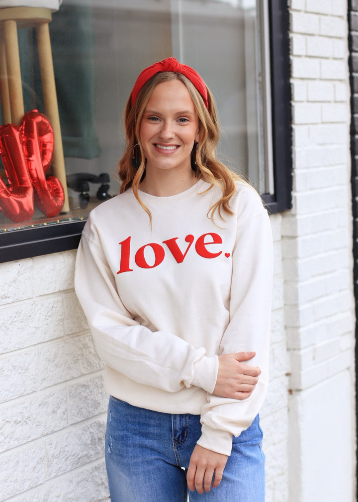 Embossed Valentine Day Varsity Sweatshirt