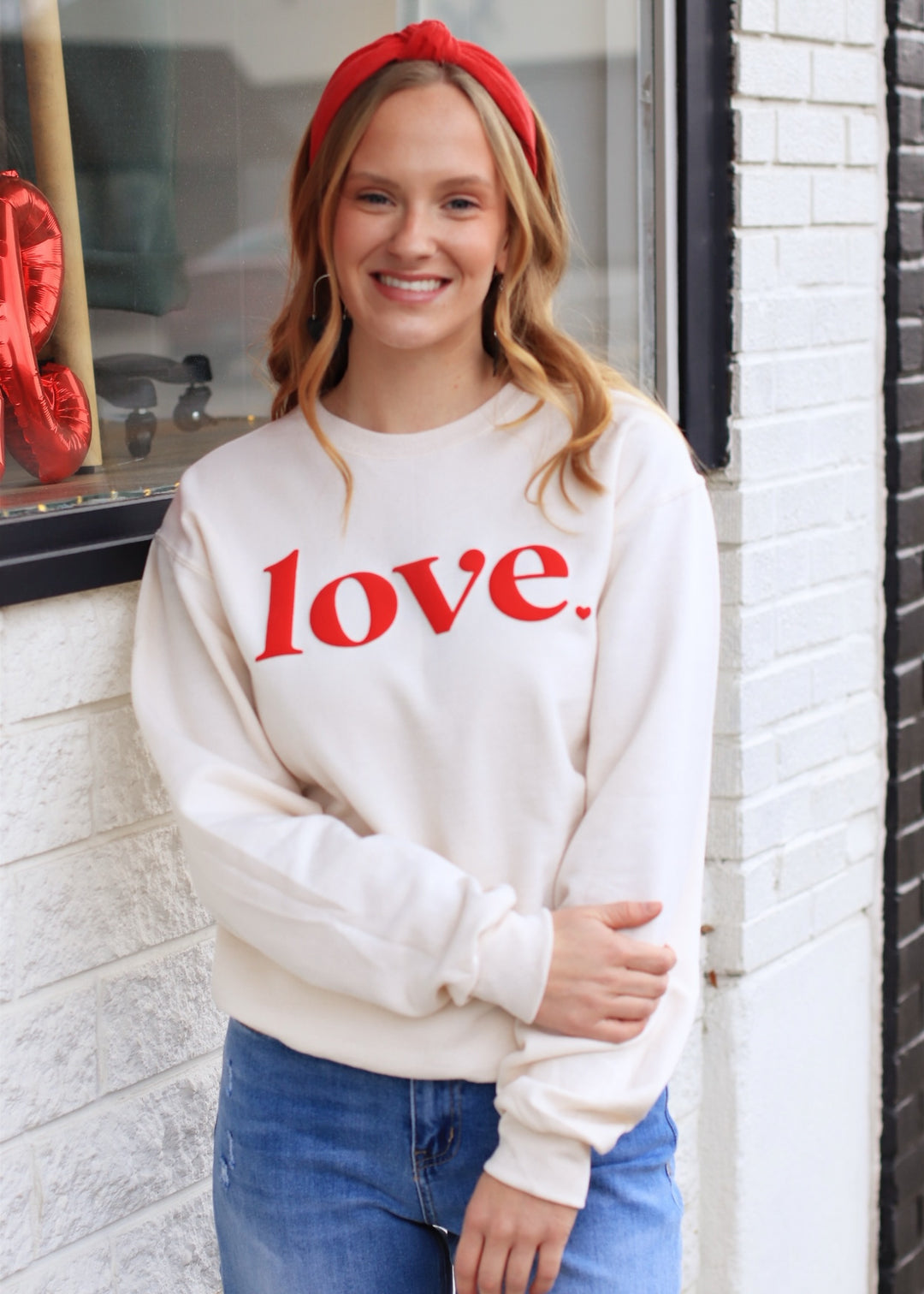 Embossed Valentine Day Varsity Sweatshirt