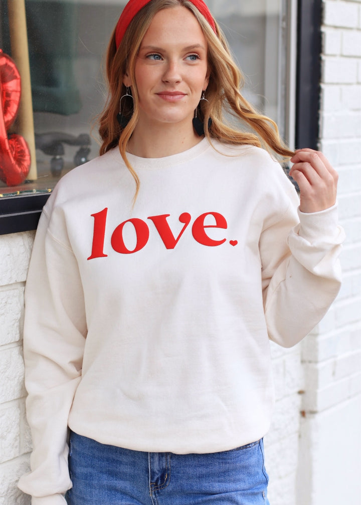 Embossed Valentine Day Varsity Sweatshirt