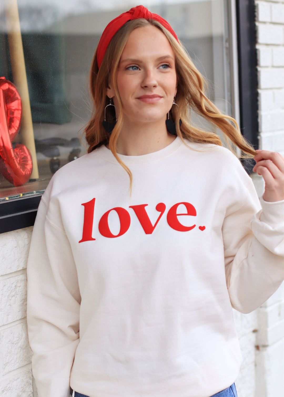 Embossed Valentine Day Varsity Sweatshirt