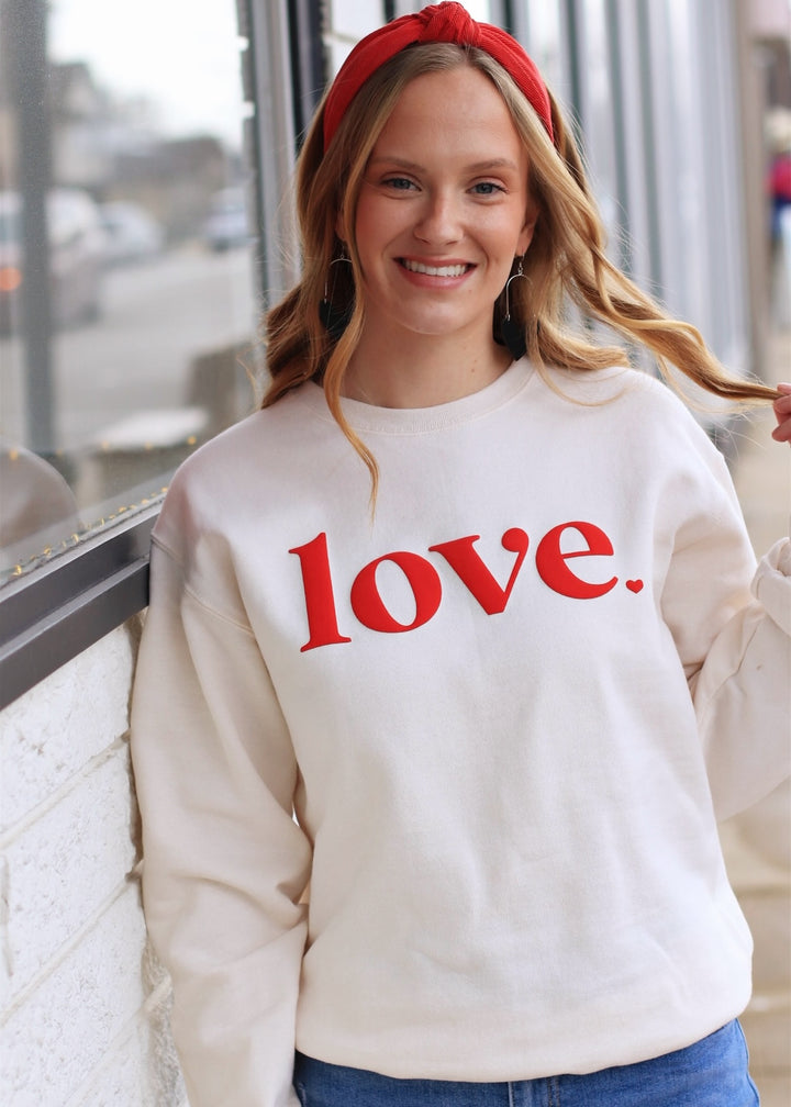 Embossed Valentine Day Varsity Sweatshirt
