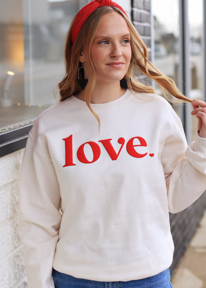 Embossed Valentine Day Varsity Sweatshirt