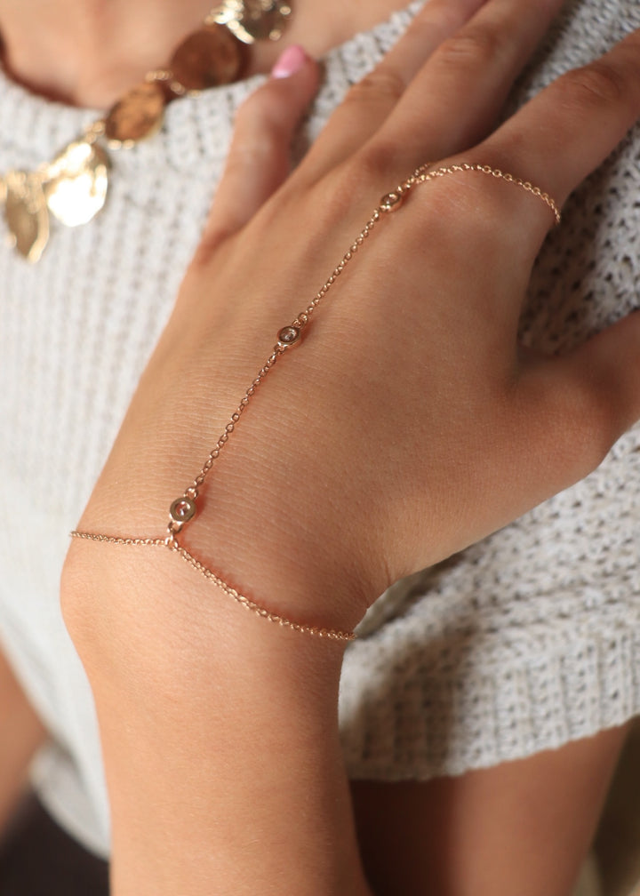 3 Cz Gems Intricate Hand Chain