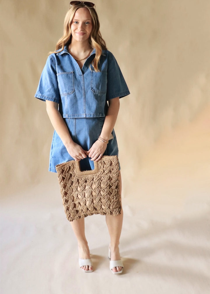 The Laurel Denim Woven Top