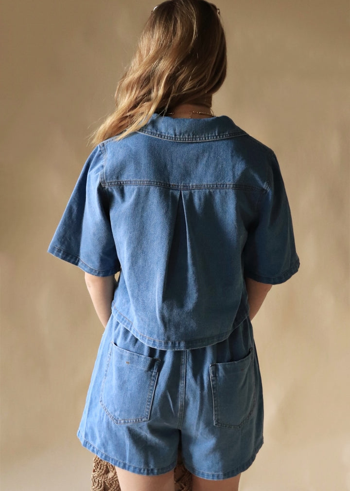 The Laurel Denim Woven Top