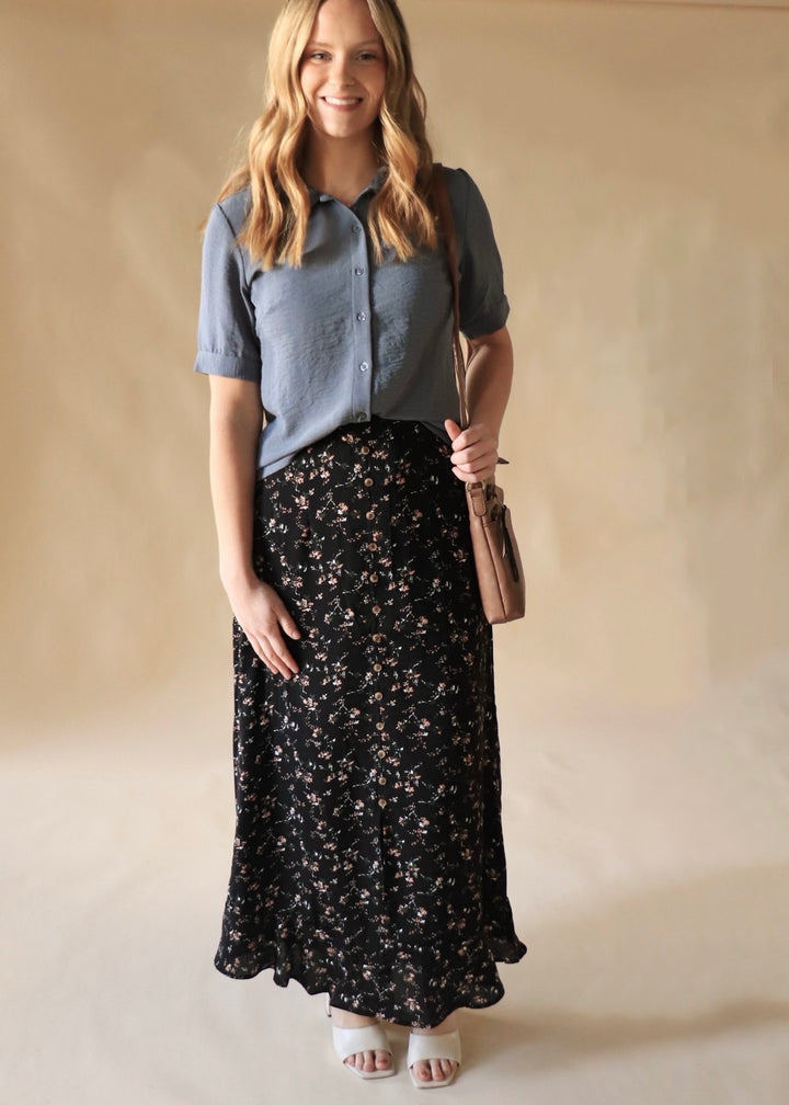 Apricot Burst Slit Front Skirt