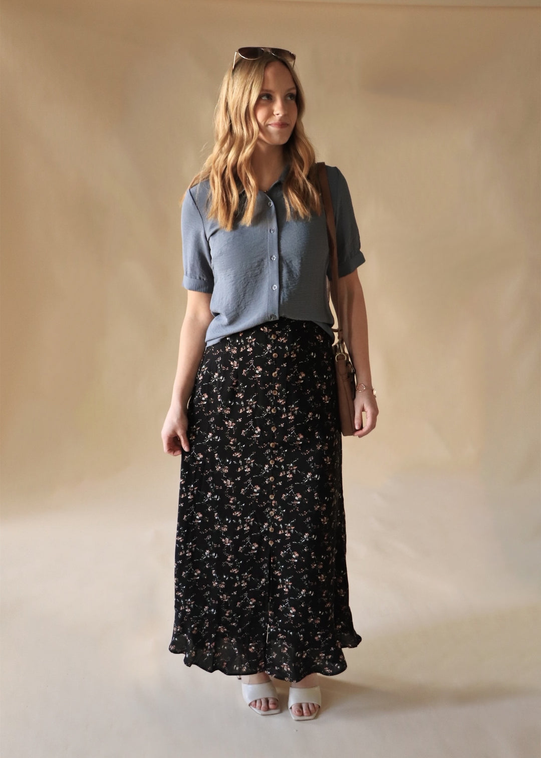 Apricot Burst Slit Front Skirt