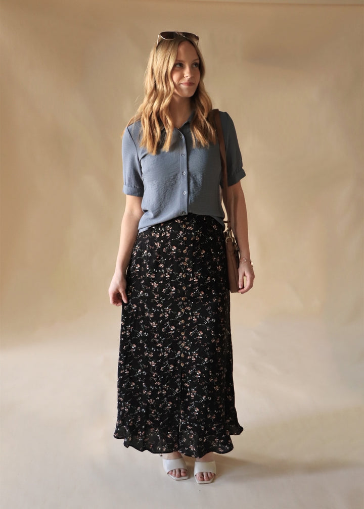 Apricot Burst Slit Front Skirt