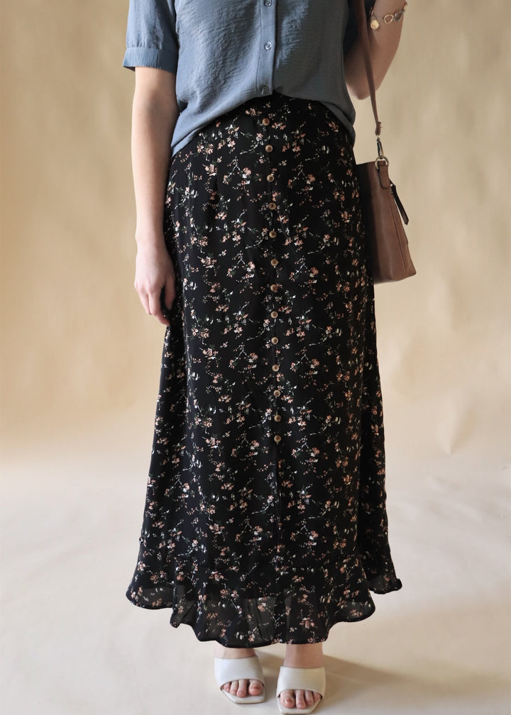 Apricot Burst Slit Front Skirt