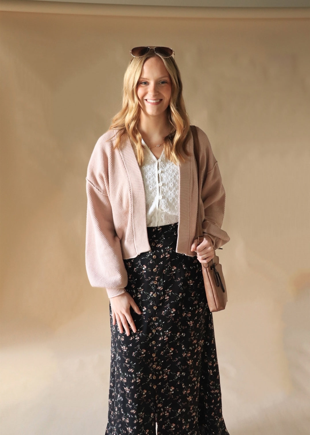 Apricot Burst Slit Front Skirt