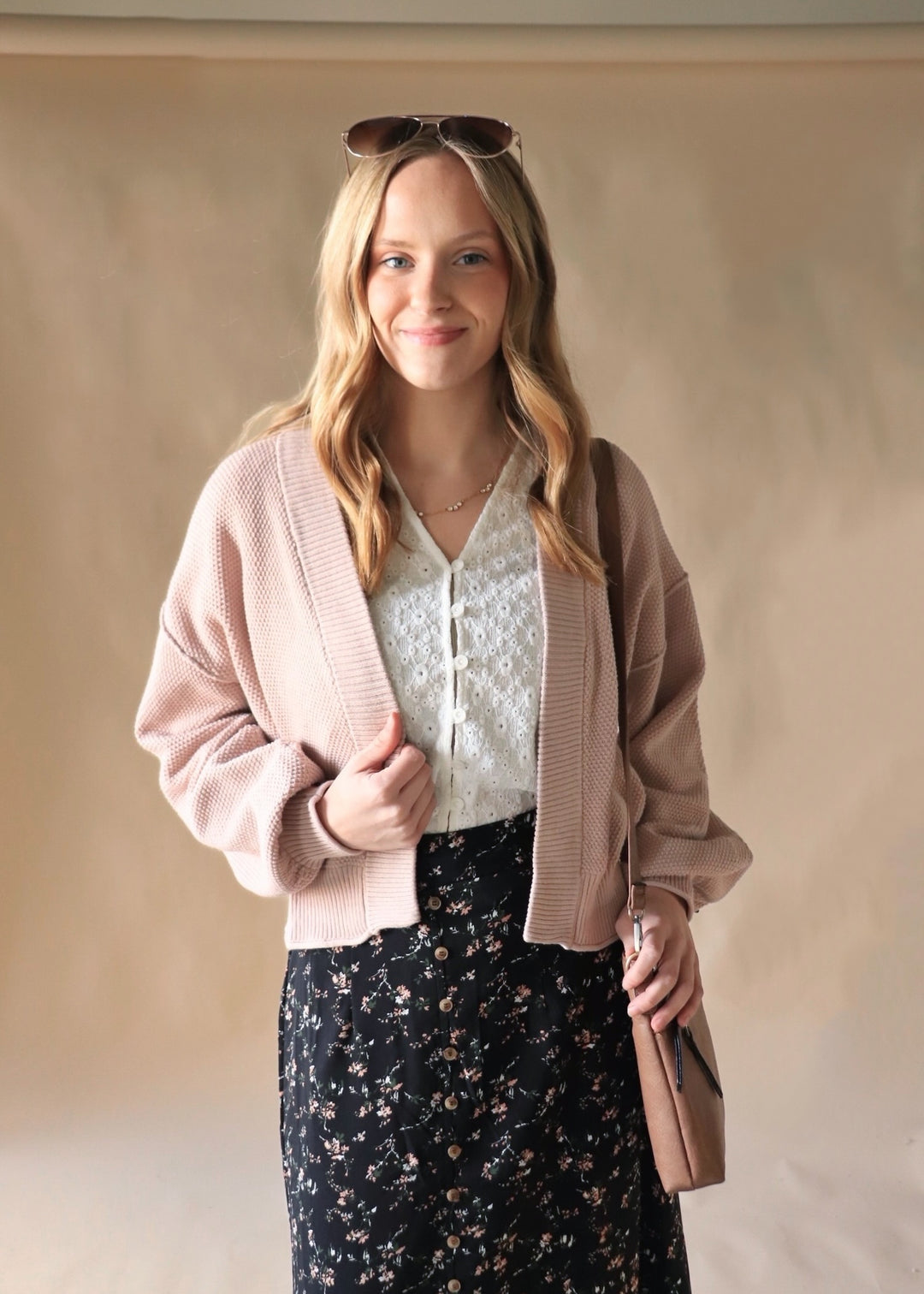 Petal Lane Waffle Cardigan