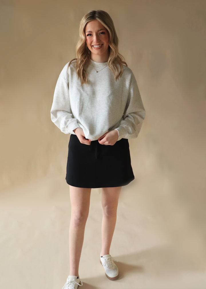 Light Heather Grey Scuba Mock Neck Top