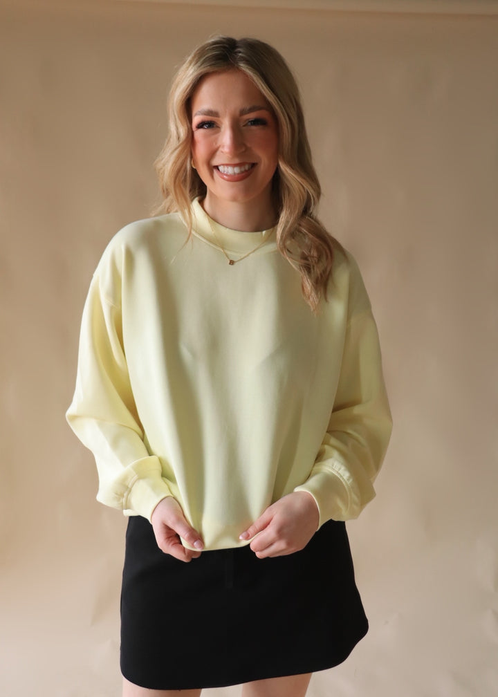 Light Heather Grey Scuba Mock Neck Top