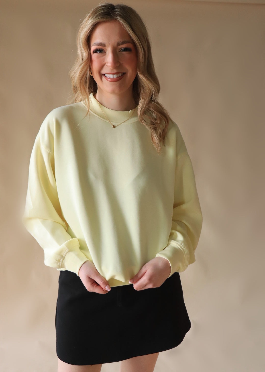 Light Heather Grey Scuba Mock Neck Top