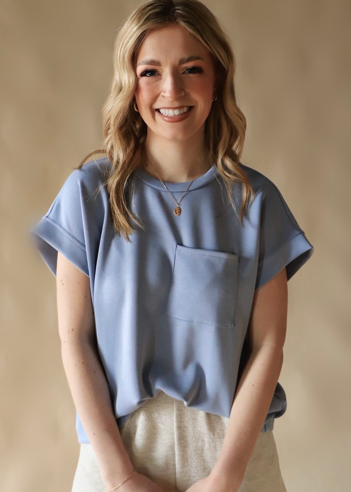 The Perry Blue Go-To Cuffed Tee