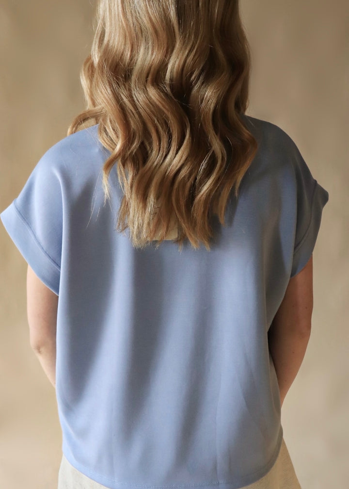 The Perry Blue Go-To Cuffed Tee