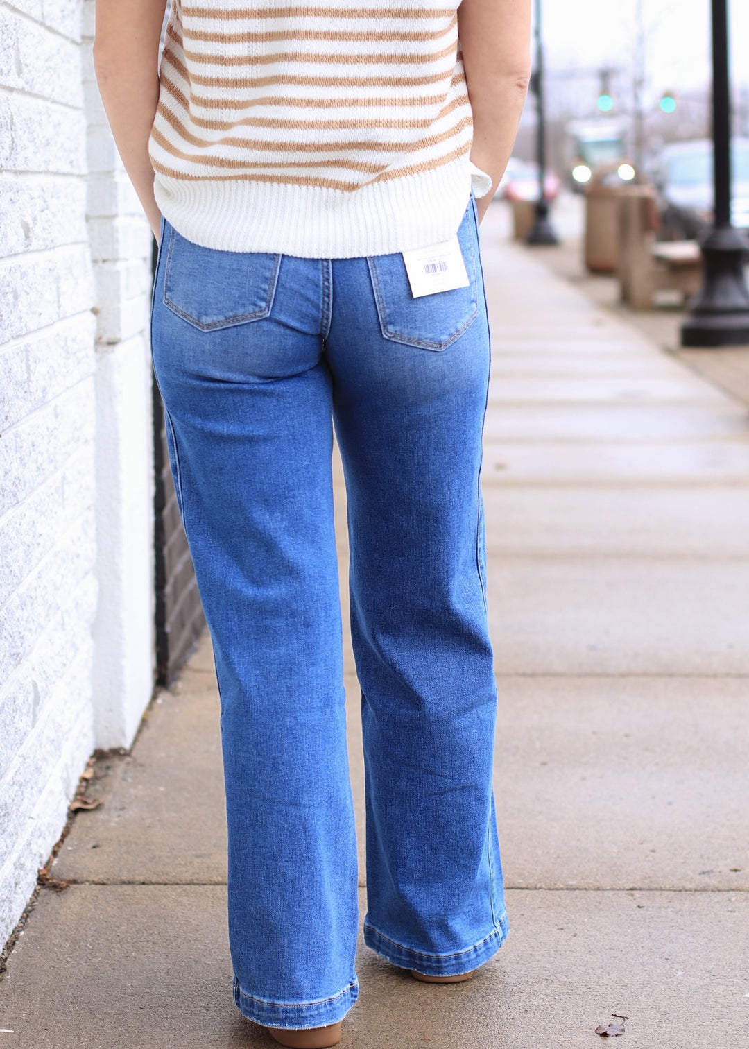 Lady Bird High Rise Waist Tie Twist Wide Jeans