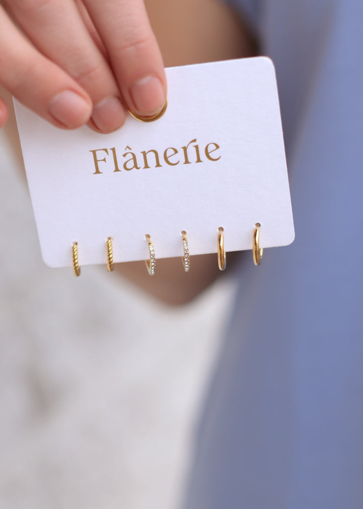 Claude 18K Gold Non-Tarnish CZ Hoops Earring